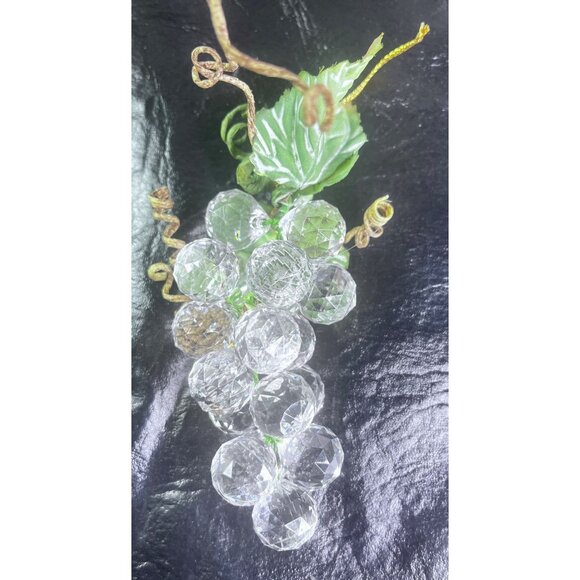 4 Sparkle Grape Cluster Christmas Ornaments Leaves & Gold Accents Vintage - Picture 2 of 7